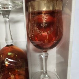Set of 4. .Made in Italy- VintageRuby Red Cordial/Wine Glasses